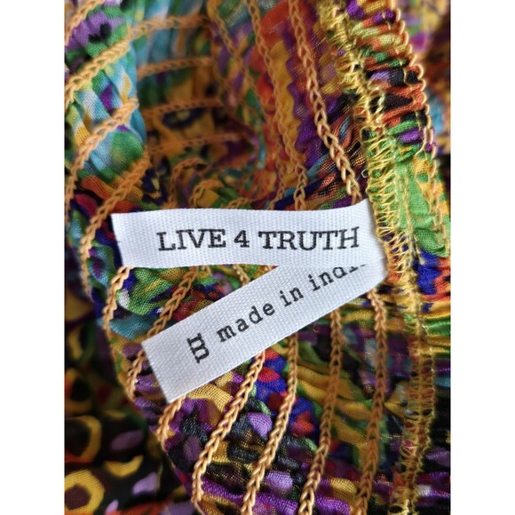 Live 4 Truth Blouse Womens M Boho Bell Sleeve Crop Smocked Colorful Indie Hippie - Picture 8 of 9